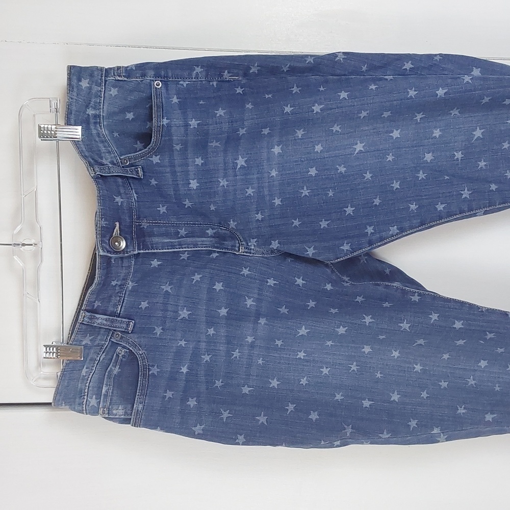 Time And True |Womens Blue Denim Jeans Star Print Patriotic Sz.14